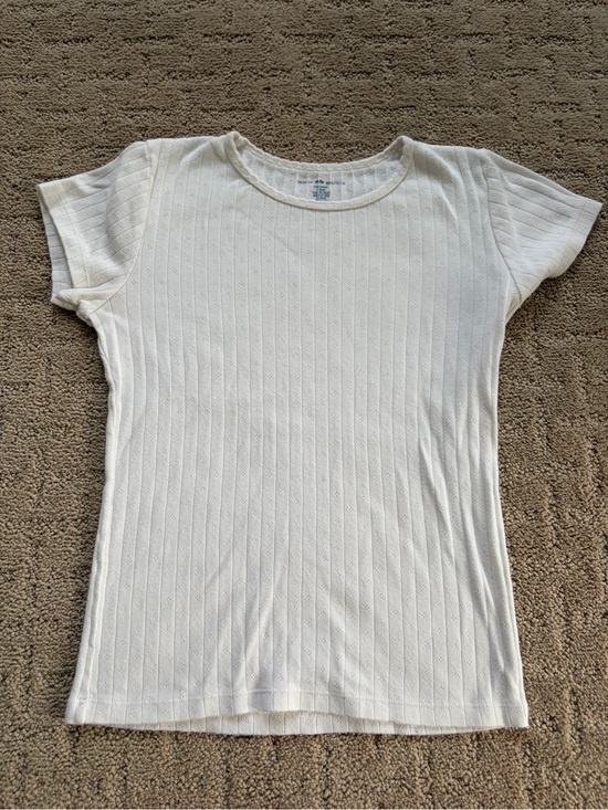 Brandy Melville Tops - Brandy Melville Cream Pointelle Short Sleeve Tee